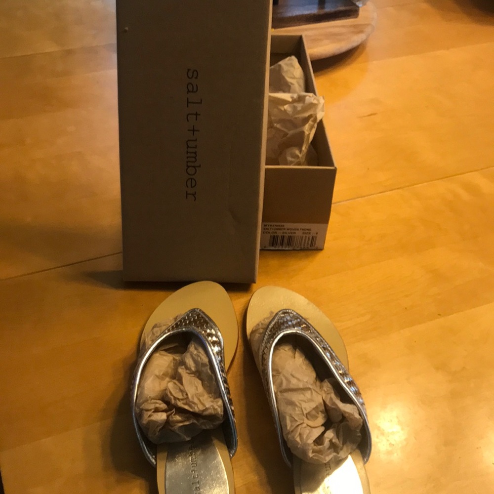 NWT Salt and Umber Metallic Thong Sandal